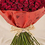75 Dark Pink Roses Bouquet for Valentine's Day