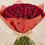 75 Dark Pink Roses Bouquet for Valentine's Day