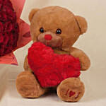 75 Dark Pink Roses n Teddy