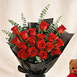 Beautiful Bouquet Of 24 Red Roses For Valentine's Days