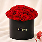 Box of Red Roses with Cake For Valentine's