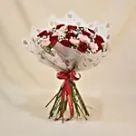 Carnation n Red Roses Bouquet for Valentine's