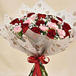 Carnation n Red Roses Bouquet for Valentine's