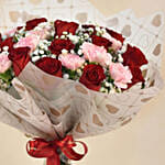 Carnation n Red Roses Bouquet for Valentine's