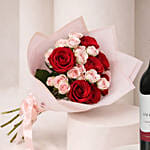 Eternal Love Valentine's Roses Bouquet with Wine
