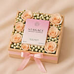 Flowers and Versace Perfume Tray For Valentine's