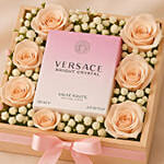 Flowers and Versace Perfume Tray For Valentine's