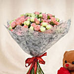 Joy of Love Spray Roses Bouquet with Teddy for Valentine's