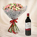 Joy of Love Spray Roses Bouquet with Wine for Valentine's