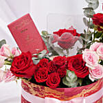 Love Valentine Day Roses with Chocolate Gift Box n LED Lamp