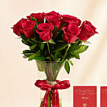 Ravishing Romance Vase With Chocolates Bar For Valentine's