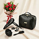 Remington Style Edition Hair Dryer Gift Set with Red Roses Bundle
