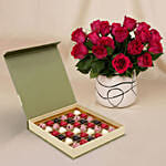 Romantic Dark Pink Roses for Valentine's Day n Chocolates