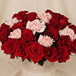 Roses and Carnations in Premium Vase for Valentine's Day