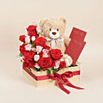 Roses Chocolate n Teddy Gift For Valentine's Day