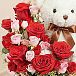 Roses Chocolate n Teddy Gift For Valentine's Day