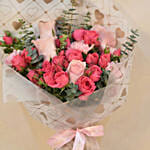 Roses n Carnation Blush Bouquet for Valentine's
