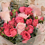 Roses n Carnation Blush Bouquet for Valentine's