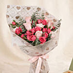 Roses n Carnation Blush Bouquet with Chocolates