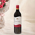 Roses n Carnation Blush Bouquet with Wine