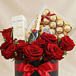 Roses, Rochers and Mini Moet Wine Gifts For Valentines Day