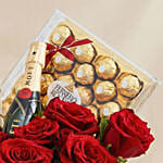 Roses, Rochers and Mini Moet Wine Gifts For Valentines Day