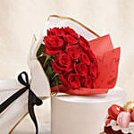 Rosy Reverie 18 Roses Bouquet with Cake for Valentine's