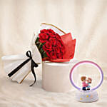 Rosy Reverie 18 Roses Bouquet with Led Love Lamp For Valentine's