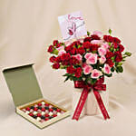 Spray Roses in Premium Ceramic Vase with Chocolate
