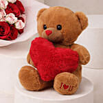 Valentine Roses Bouquet N Teddy Bear