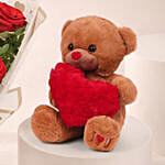 Valentine's 9 Roses N Teddy Bear Combo