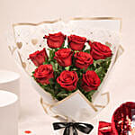 Valentine's Day 9 Roses Bouquet with Cushion