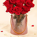 Valentine's Roses Elegance in Pink Vase Gift