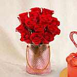 Valentine's Roses Elegance Vase with Cakes