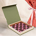 35 Dark Pink Roses Valentine's Day Bouquet with Chocolates