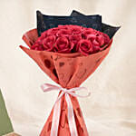 35 Dark Pink Roses Valentine's Day Bouquet with Chocolates