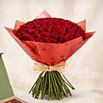 75 Dark Pink Roses Valentine's Day Bouquet with Chocolates