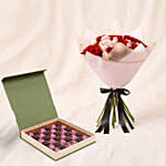 Elegant Duo of Roses Valentine's Day Bouquet with Chocolates