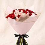 Elegant Duo of Roses Valentine's Day Bouquet with Chocolates
