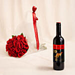 15 Red Roses Posy n Wine Gift