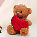 Elegant Duo of Roses Valentine's Bouquet and Teddy Bear