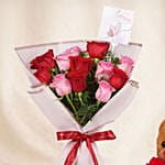 Love Expresssion Roses Bouquet and Teddy Bear