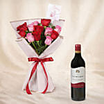 Love Expresssion Roses Bouquets and Wine Gift Set
