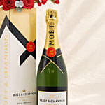 Moet Chandon Brut Imperial and Roses Arrangement for VDay