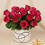 Romantic Dark Pink Roses for Valentine's Day n Chocolates Gift