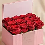 Valentines Red Roses in Pink Leather Box