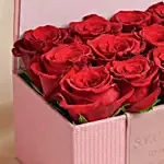 Valentines Red Roses in Pink Leather Box