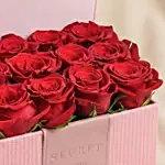Valentines Red Roses in Pink Leather Box