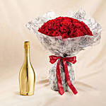 Valentine's Special 50 Roses Bouquets with Bottega Wine