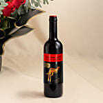 Beautiful Bouquet Of 24 Red Roses with Wine For Valentine's Day